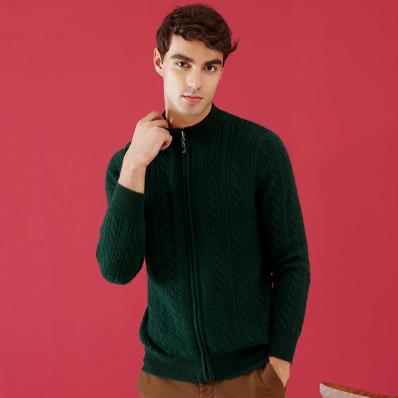 2018 New Autumn Winter Slim Fit Cardigan With Zipper Cashmere Sweater | Мужская одежда