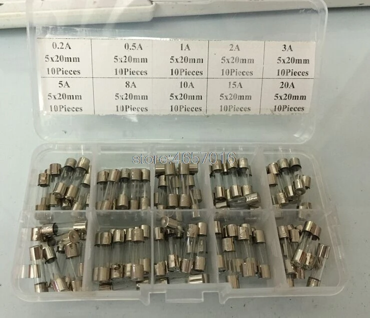 5*20 Fast Quick Blow Glass Tube Fuse Assortment Kit 5x20MM 0.2A 0.5A 1A 2A 3A 5A 6A 8A 10A 15A/250V+ Box CGKCH004 | Обустройство дома