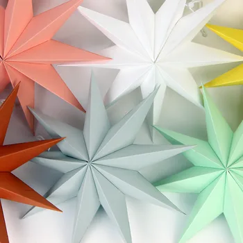 

1pc 30cm Vintage 9 Angles Paper Star 3D Hanging Paper Star Lanterns for Christmas Wedding Shower Home Decorations Crafts