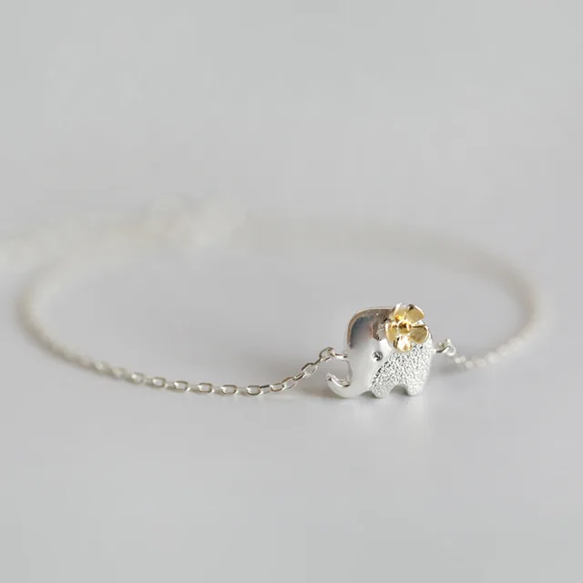Silver Plated Thailand Style Yellow Flower Small Elephant Bracelet Silver Plated Thailand Style Yellow Flower Small Elephant Bracelet Bangle For Women Beautiful Jewelry