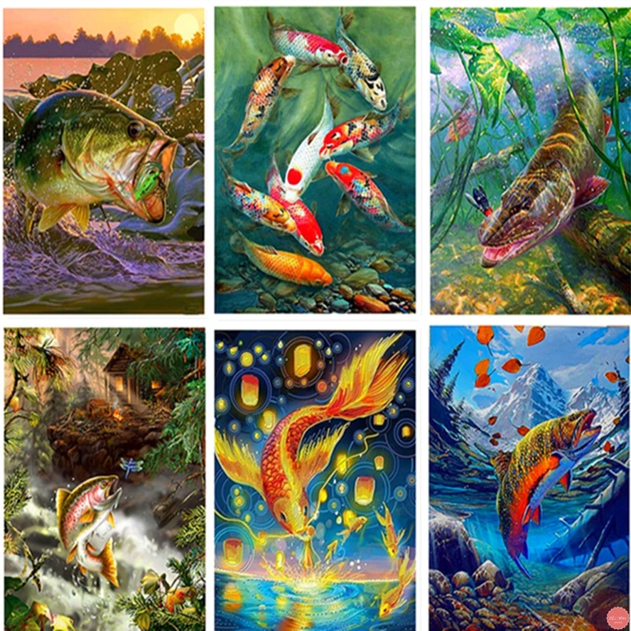 

Diamond mosaic animals Hooked fish DIY 5d Embroidery Diamond Set For Embroidery Stitch Mosaic Drawings Picture By Numbers
