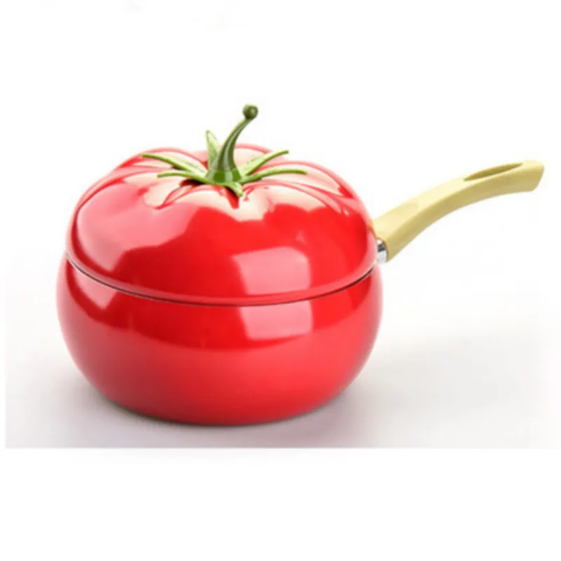 

20CM Lovely Fruit Tomato Milk Pot Non Stick Single Hot Milk Pan Handle Small Saucepan Boiling Pot Noodle Pot Induction Cooker