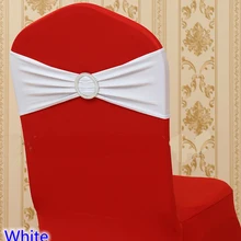 Белый цвет на стул для продажи пояс с круглые пряжки для накидка на стул из спандекса лента лайкра пояс галстук-бабочка для свадьбы украшения