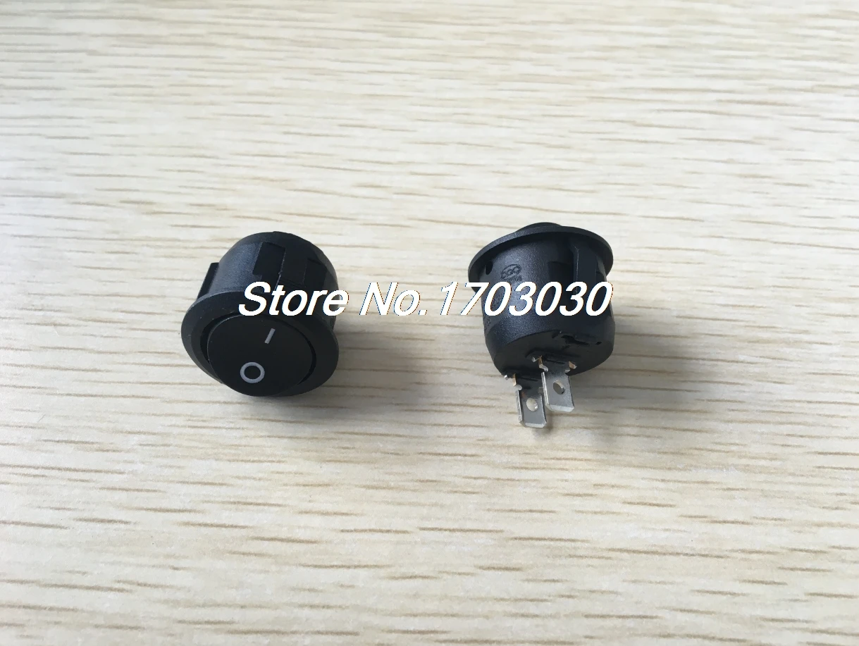 

10 Pcs Black Round Button 2 Pin SPST On/Off Rocker Switch AC 125V/10A 250V/6A