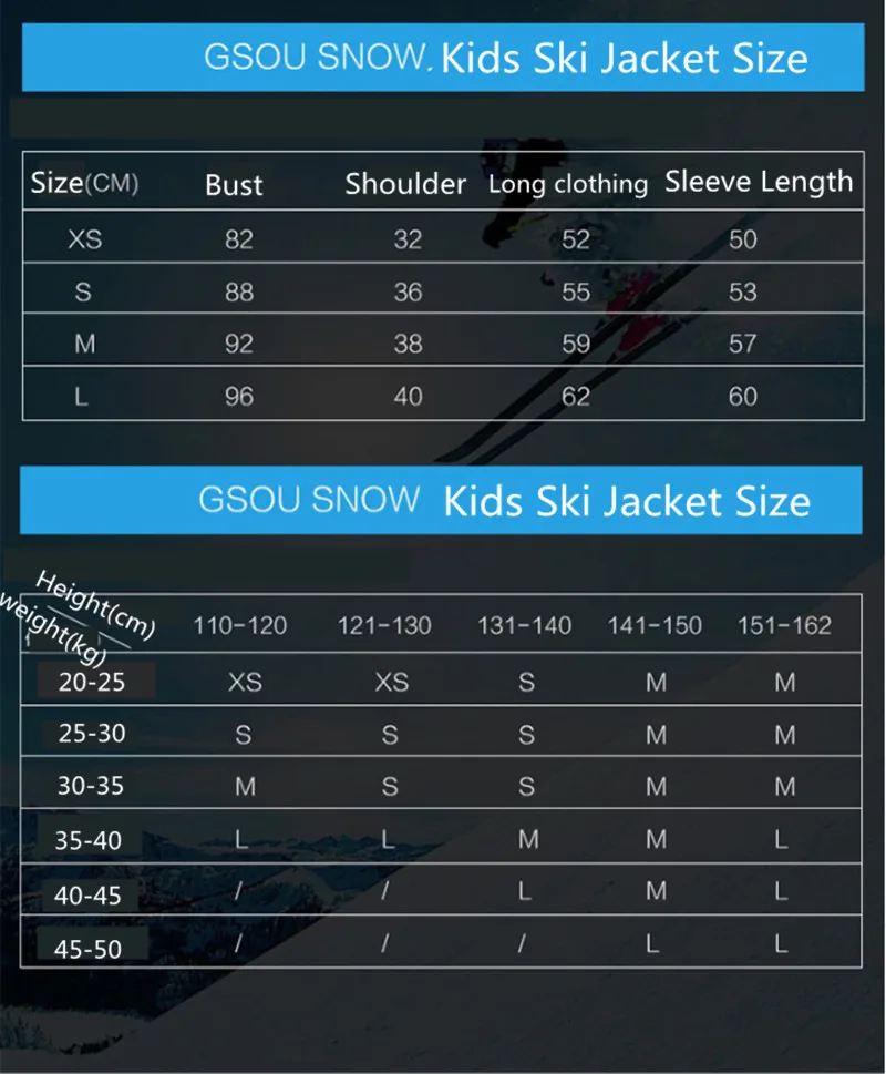 GSOU/Детские лыжные костюмы для мальчиков; зимние теплые лыжные комплекты для сноуборда; ветрозащитная Водонепроницаемая Лыжная куртка и брюки