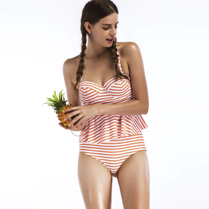 

2019 New Sexy Bikini Push Up Swimwear Women Swimsuit Retro Vintage Bikini Set Beach Bathing Suits Swim Wear high Waist