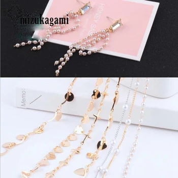 

Golden Plated Imitation Pearl Star Chain Tassel 5 meters/lot For DIY Long Tassel Earrings Jewelry Making Accessories