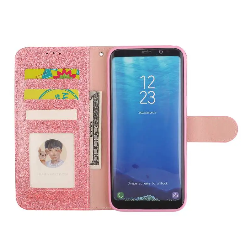 Чехол-книжка с бумажником для samsung Galaxy S8 S9 Plus S7 Edge, чехол с блестками из искусственной кожи S9Plus S8Plus S7Edge, чехол для телефона s Coque