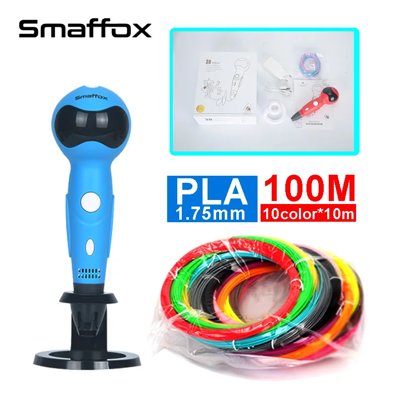 

Newest 3D scribble pen,,with 100m 1.75mm PLA filament ,LED display,robot shape,Voice prompt,LED screen,3D printing pen