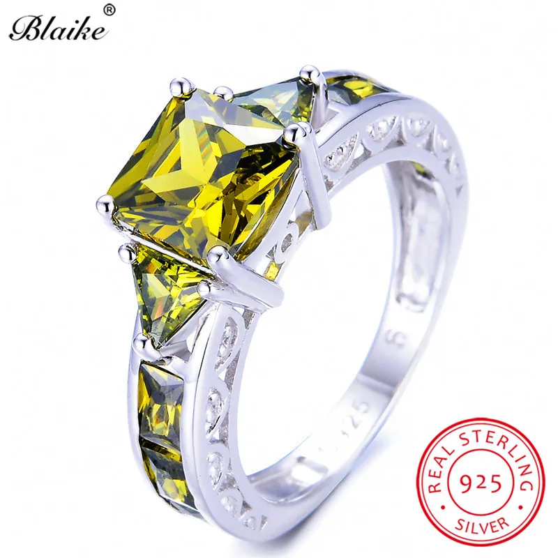 Классическое квадратное кольцо Blaike из 100% настоящего серебра 925 пробы ювелирные