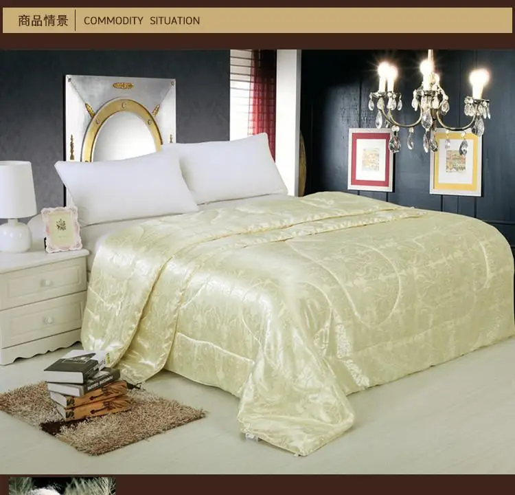 

Chinese mulberry silk quilt summer comforter bedspreads quilted bedding for twin size bed white pink cream home texile 1.5KG