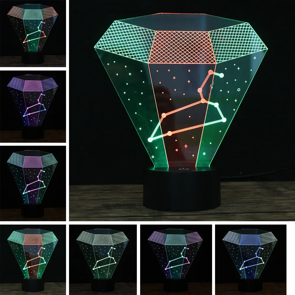 Novelty Luminaria 3D LED Twelve Constellation Leo Night Light 7 Color Change Touch Table Lamps Bedroom Decor Child Baby Gifts | Освещение