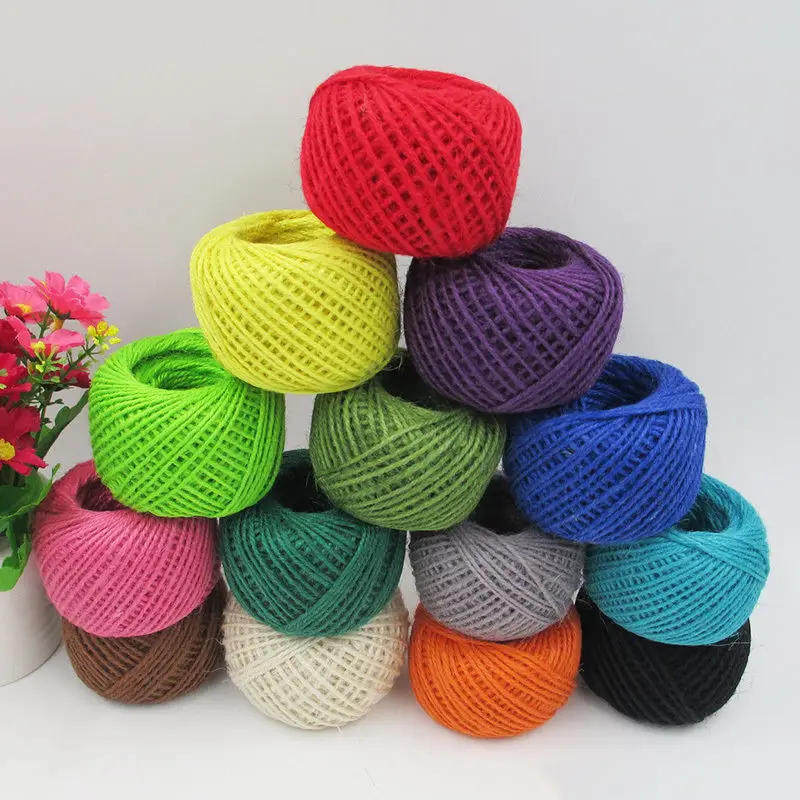 

11 Color 50M Hemp Jute Hessian Twine String Cord Jewelry Macrame Cross-Stitch Gift Wrap Craft
