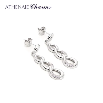 

ATHENAIE 925 Sterling Silver with Clear CZ Infinite Love Drop Earrings For Women Wedding Authentic Original Jewelry Gift