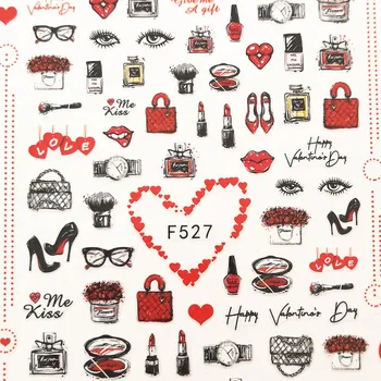 

Newest F series 527 528 sexy design nail sticker 3d perfume nail decal back glue DIY decorations wraps
