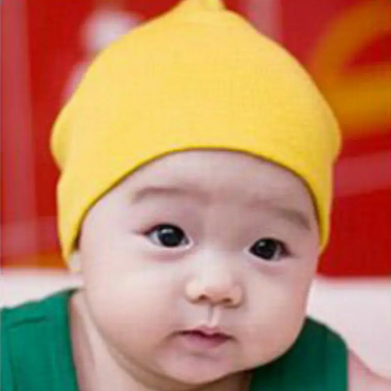 Лидер продаж, милая Хлопковая шапочка для маленьких мальчиков и девочек, шапочка - Цвет: Цвет: желтый