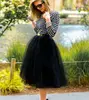 7 Layers Midi Tulle Skirt for Girls Fashion Tutu Skirts Women Solid Lace Ball Gown Party Petticoat Lolita faldas saia jupe 5