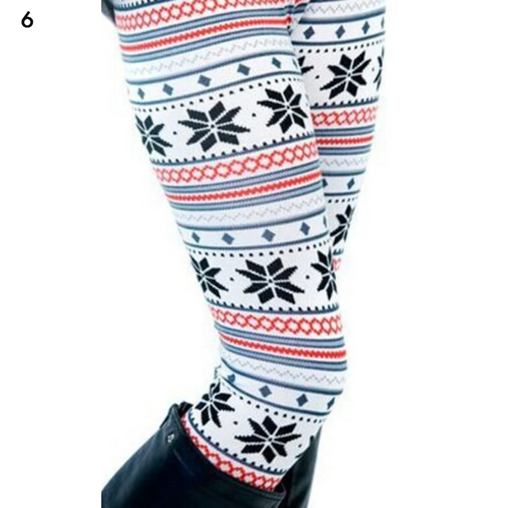 Christmas Print Leggings Women Slim Fit Elastic Pants Elk Snowflakes Striped Harajuke Leggings Female Flowers Pants Xmas Gifts lululemon leggings