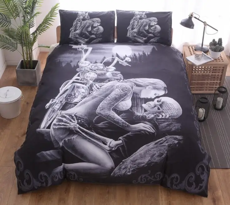 

3D Printed Polyester Skeleton Bedding Set Skull Duvet Cover Quilt Cover Pillowcases Without Filler Without Sheet Home Textile