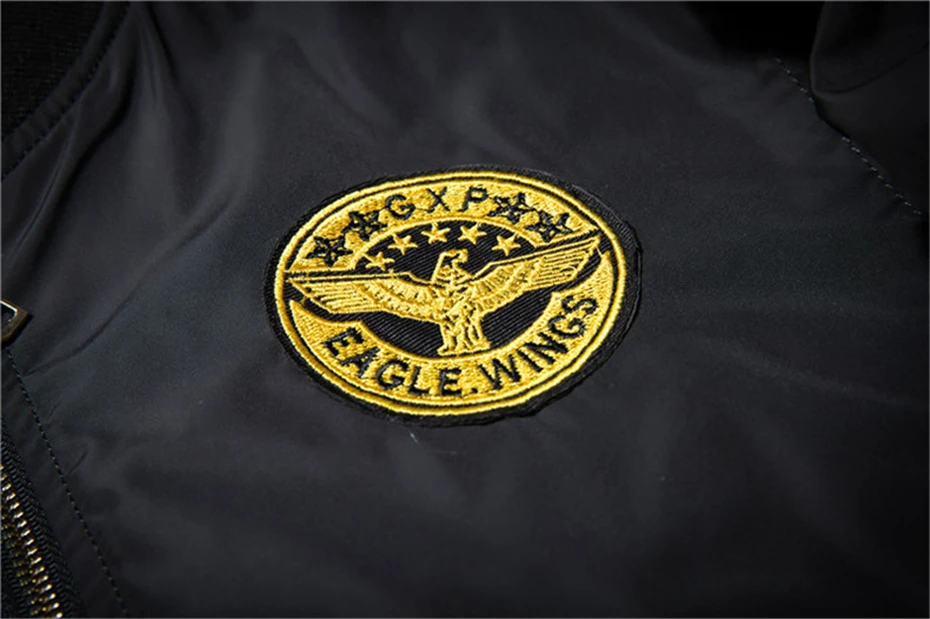 Для мужчин весна хип хоп куртки золотые крылья вышивка курточка бомбер уличная брендовая одежда повседневное пальто черный WE325