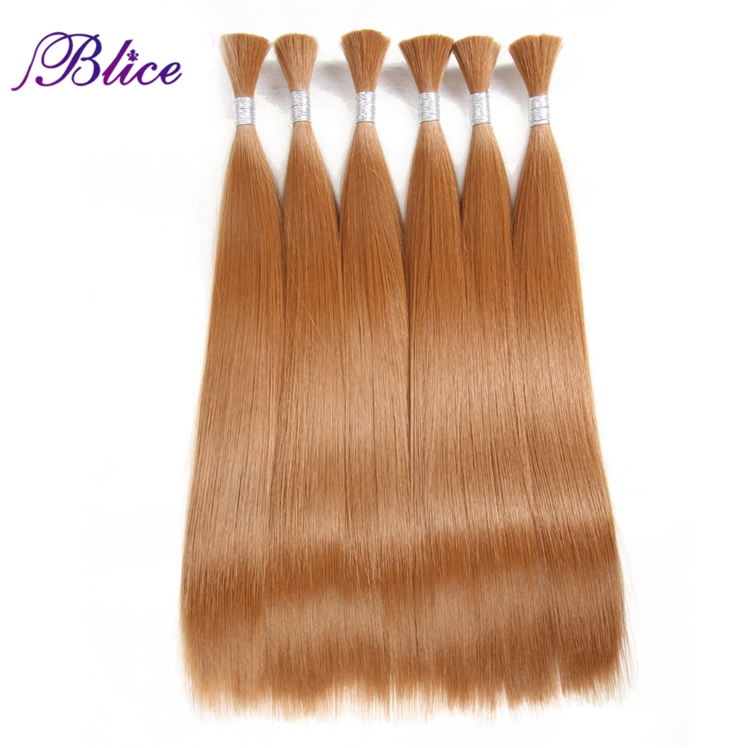 

Blice Synthetic Yaki Straight Hair Bundles 18-28inch Pure Color Hair Bulk Crochet Latch Hook Synthetic Color Hair Extension