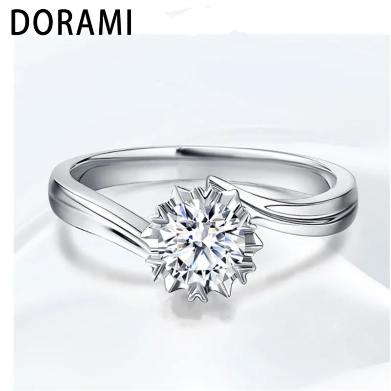 Dorami 0,5 карат снежное кольцо серебро 925 для женщин моделирование алмаз для Свадебная вечеринка кольцо классический палец ювелирные изделия