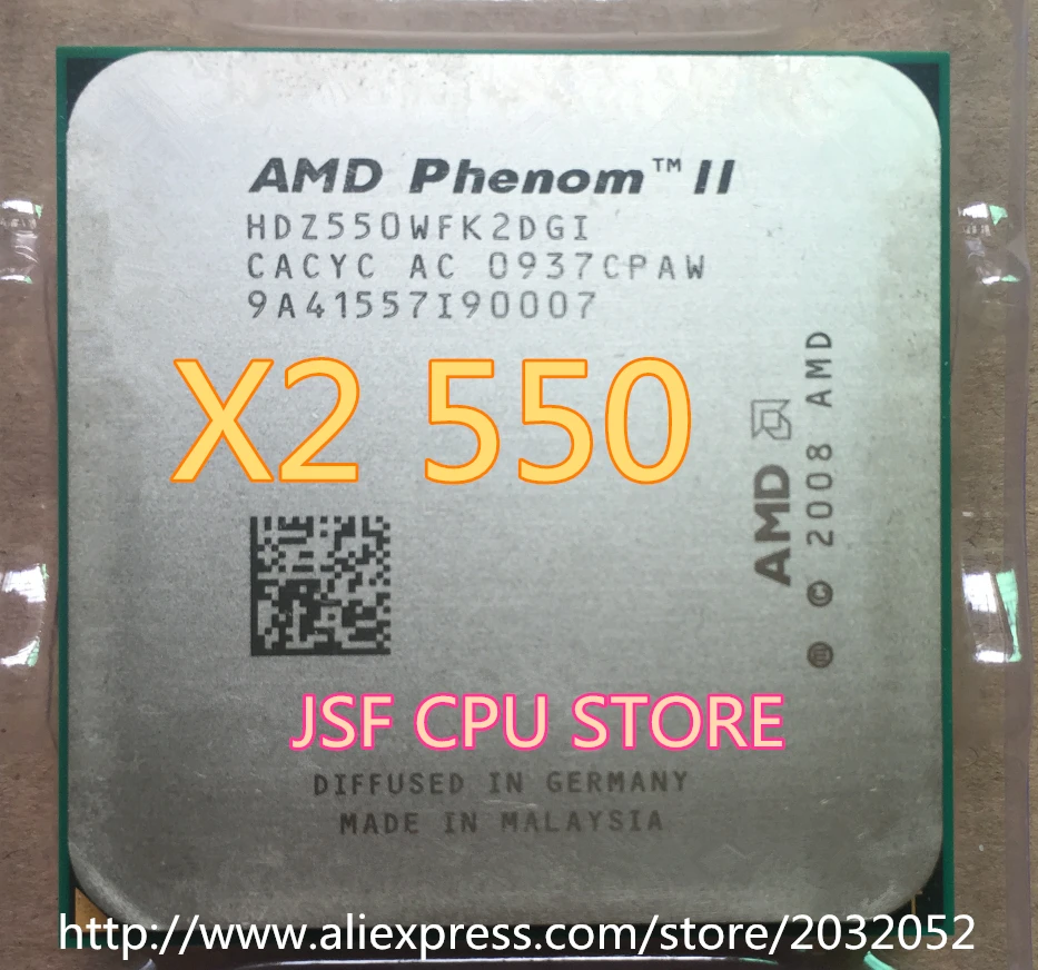 Оригинальный процессор AMD Phenom II X2 550 3 1 ГГц разъем AM3 938 pin 80 Вт двухъядерный Мб для