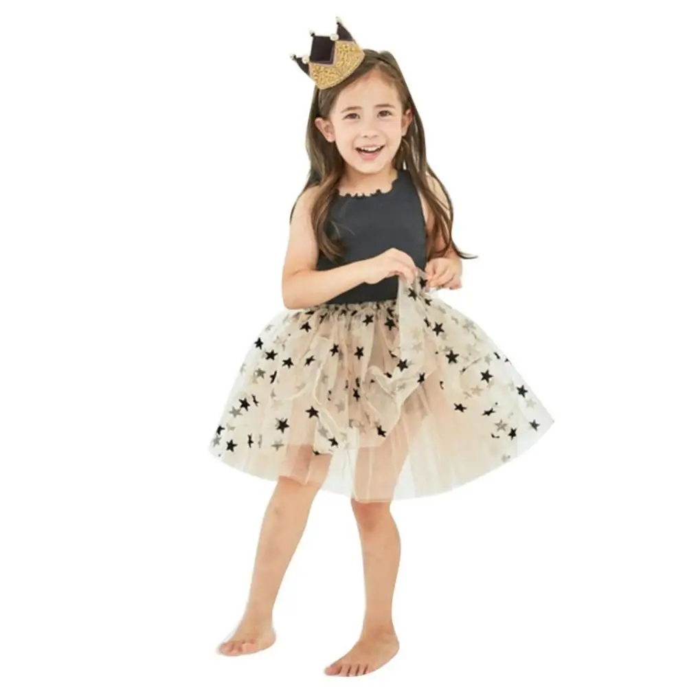 

Baby Girls Clothes Girls Dress Pentagram Printed Princess Dress Cute Sweet Black Pink Dress For Girls