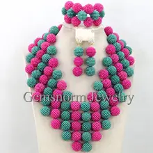 Бирюзовые синие розовые нигерийские Свадебные Бусы шарики ювелирные изделия наборы Африканский Свадебный крупная нарядная Бижутерия Набор WB702