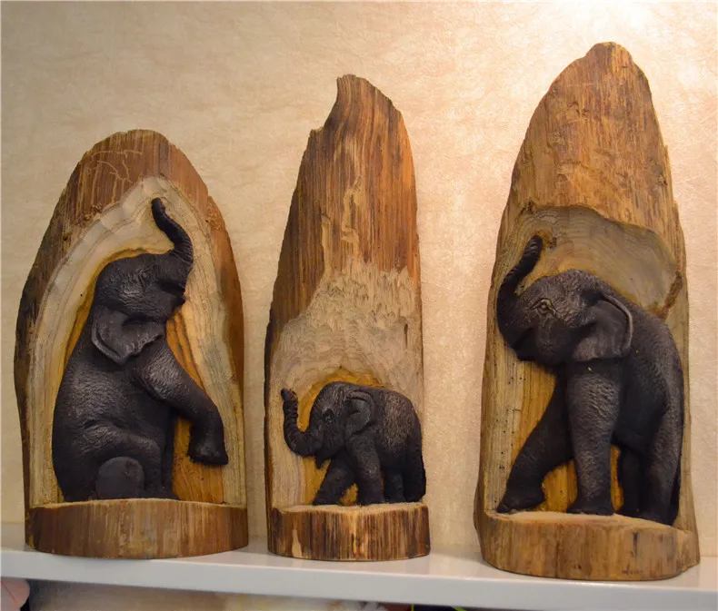 Слон резьба по дереву украшения подарок Юго-Восточной Азии Тайский стиль твердой древесины Резной орнамент для учебы и офиса