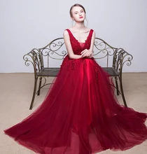 Aline vestido formatura2018 Sexy V Cuello de Encaje de Perlas Borgoña Negro Plata Turquesa baile vestidos largos de Noche Baratos vestidos de Fiesta