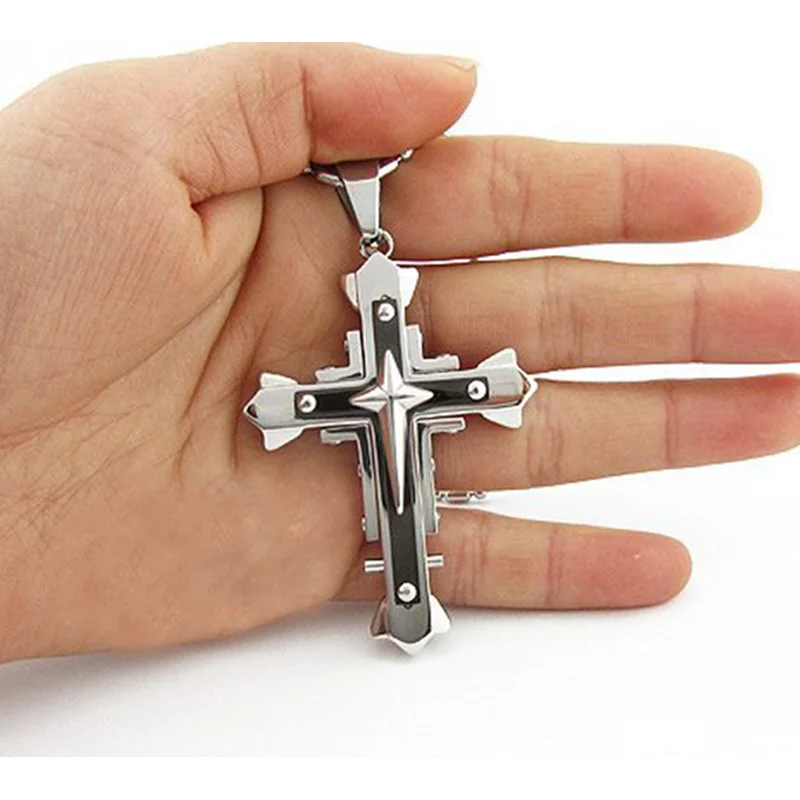 Рыцарь крест литье титана стальная заклепка тяжелый рок Крест мужской женский молитвенный кулон ожерелье Мужская индивидуальность Панк ювелирные изделия