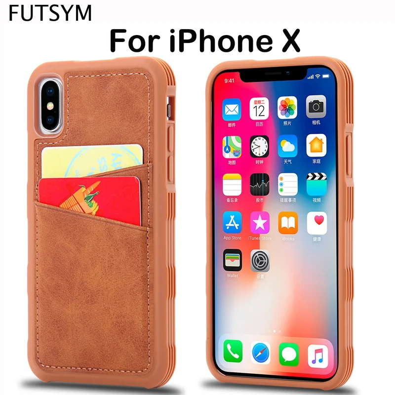 Unique Luxury Magnetic Ultra Thin Back Cover Case for iPhone X Case Leather Card Holder Original Funda 360 Protection for Women