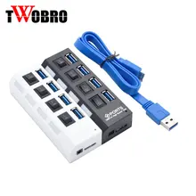 1 шт. черный USB 3,0 концентратор 4 порта скорость 5 Гбит/с для ПК ноутбука с переключателем ВКЛ/ВЫКЛ