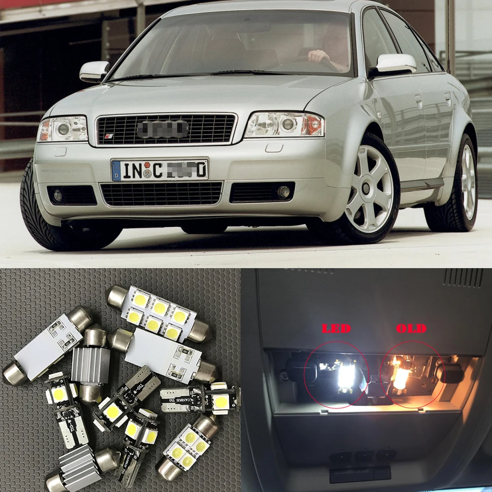 

21x Canbus Auto White LED Light Bulb Interior Kit For 1998-2004 Audi A6 C5 Map Dome Glove Box License Plate Lamp Replace Halogen