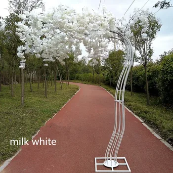 

4pcs/lot artifical cherry blossom tree Road Cited Simulation Cherry Flower with metal Arch Frame For Party Decoration