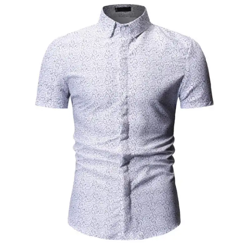 Новые летние мужские рубашки с коротким рукавом slim Fit Camisa Masculina Повседневное мужские рубашки Социальное модные Chemise homme M-3XL - Цвет: YS83 white