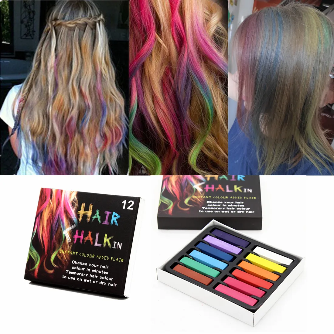 Hot Sale 12 Colors Non Toxic Temporary Salon Kit Pastel Chalk
