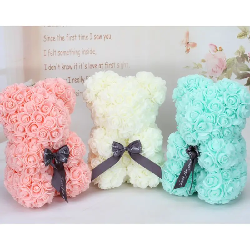 

Wedding Flower Bear Decoration Handmade Flowers Cute Fashion Artificial Ornaments Doll Valentines Wedding Flower Basket