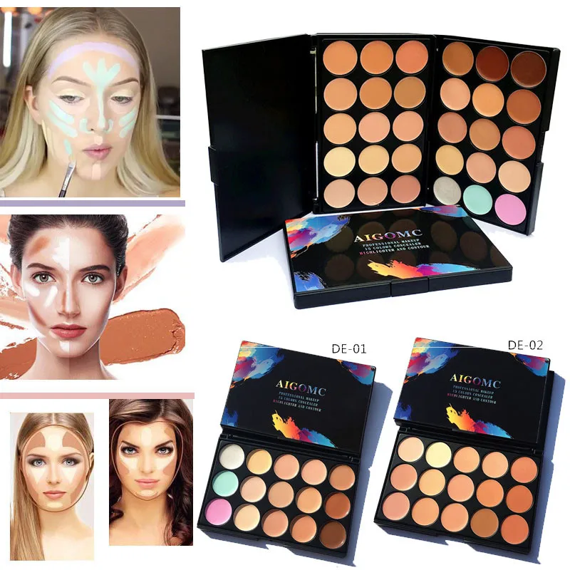 

AIGOMC 15 Colors Full Coverage Cream Concealing Foundation Concealer Makeup Silky contour palette