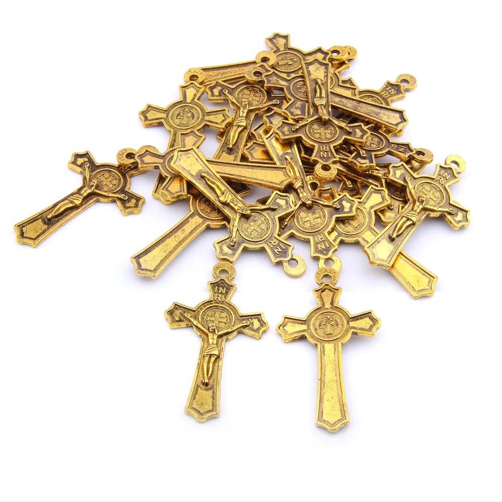 

Vinswet 10 Pcs 50*28 MM Vintage Alloy Gold Cross Charm Pendants for Bracelets Jew Making Findings DIY Charms Handmade