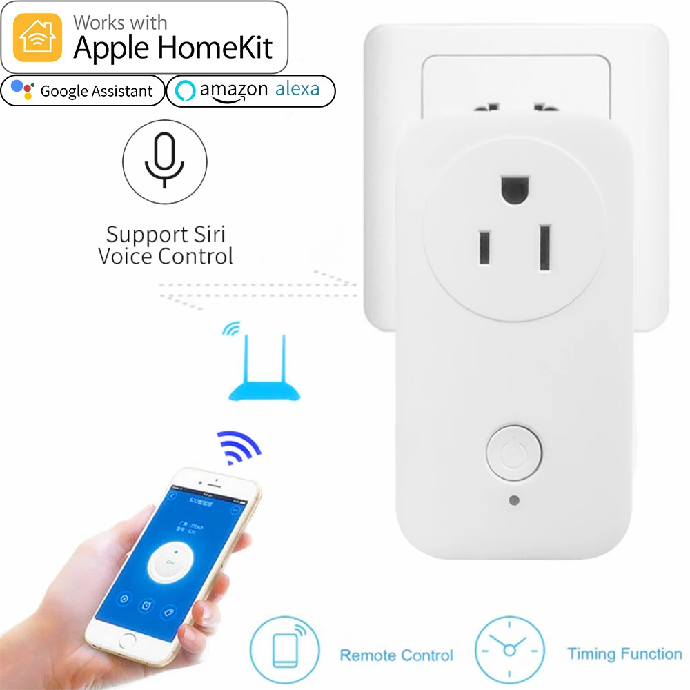 

Timethinker Smart Home WiFi Sockets work for Apple Homekit Alexa Google Home AU US EU UK Socket Plug Siri Voice Remote Control