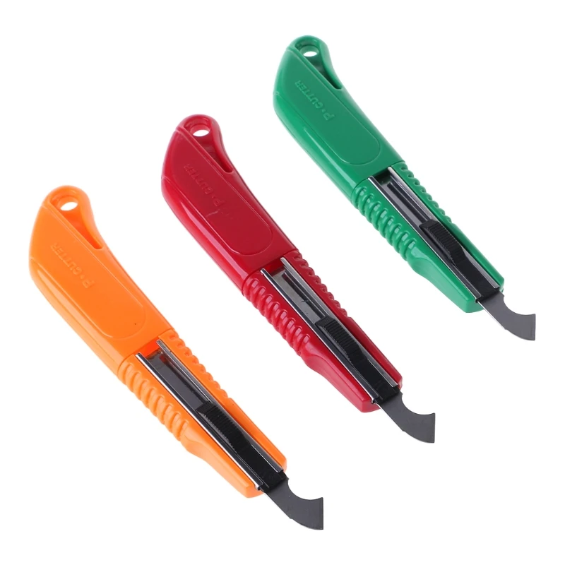 

Utility Knife Retractable Snap Off Razor Hook Cutting Tools With 3 Blades Set