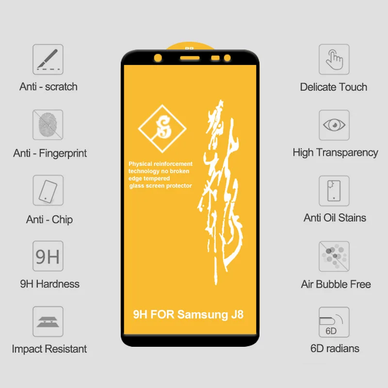6D закаленное стекло для samsung Galaxy A7 A9 защита экрана на Защитное стекло для samsung A8 J6 A6 J4 Plus J8