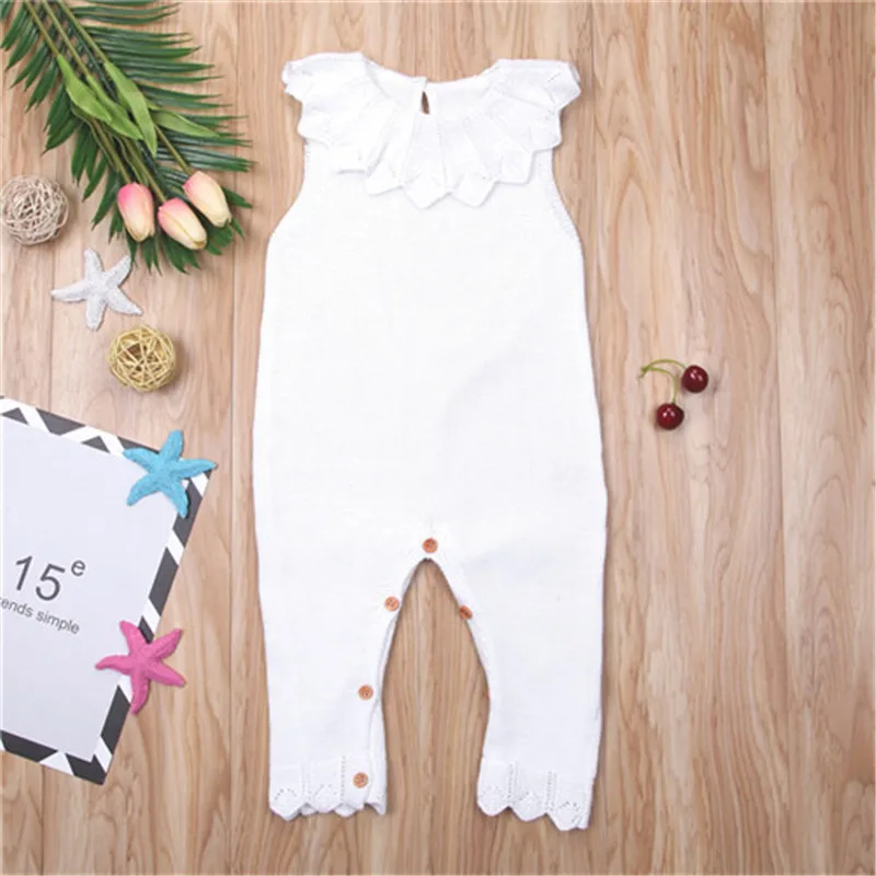 الوليد الرضع طفل الفتيات كشكش محبوك الصوف رومبير بذلة Playsuit البيجامة الطفل الملابس القطنية طفل الفتيات السروال القصير