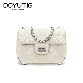 

DOYUTIG New Arrival Diamond Grain Handbags For Lady Genuine Leather Mini Squre Shape Crossbody Bags Women Shoulder Bags F672