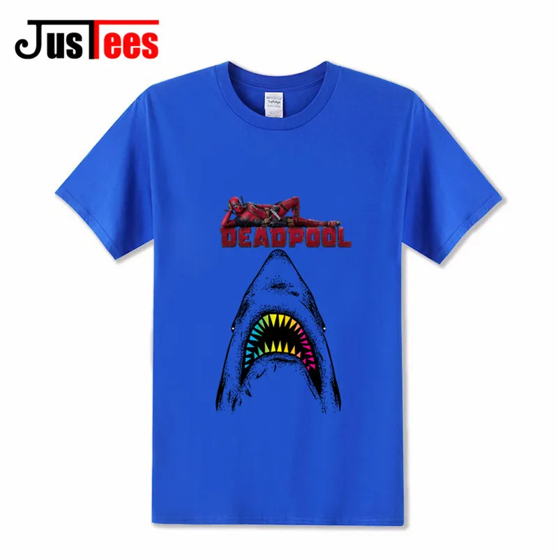 Новые необычные Sharky Дэдпул Для мужчин футболки Модная восстановил Jackass Дизайн