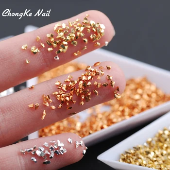 

Top Quality Mine Gold Silver Color Nail Art Crushed Glass Nail Stones Rhinestone Decoration 20g/pack