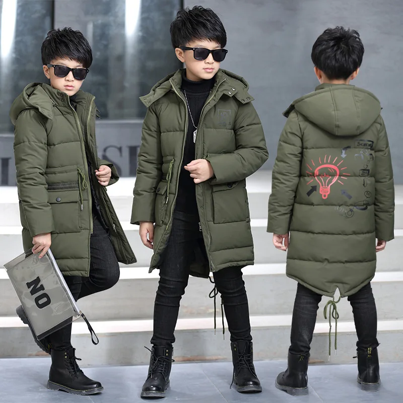 

Boys Cotton-padded Hooded Outwear & Coats 2018 Winter Thicking Cartoon Children Jackets Kids 4 6 8 10 12 14 16 Years Warm Parka