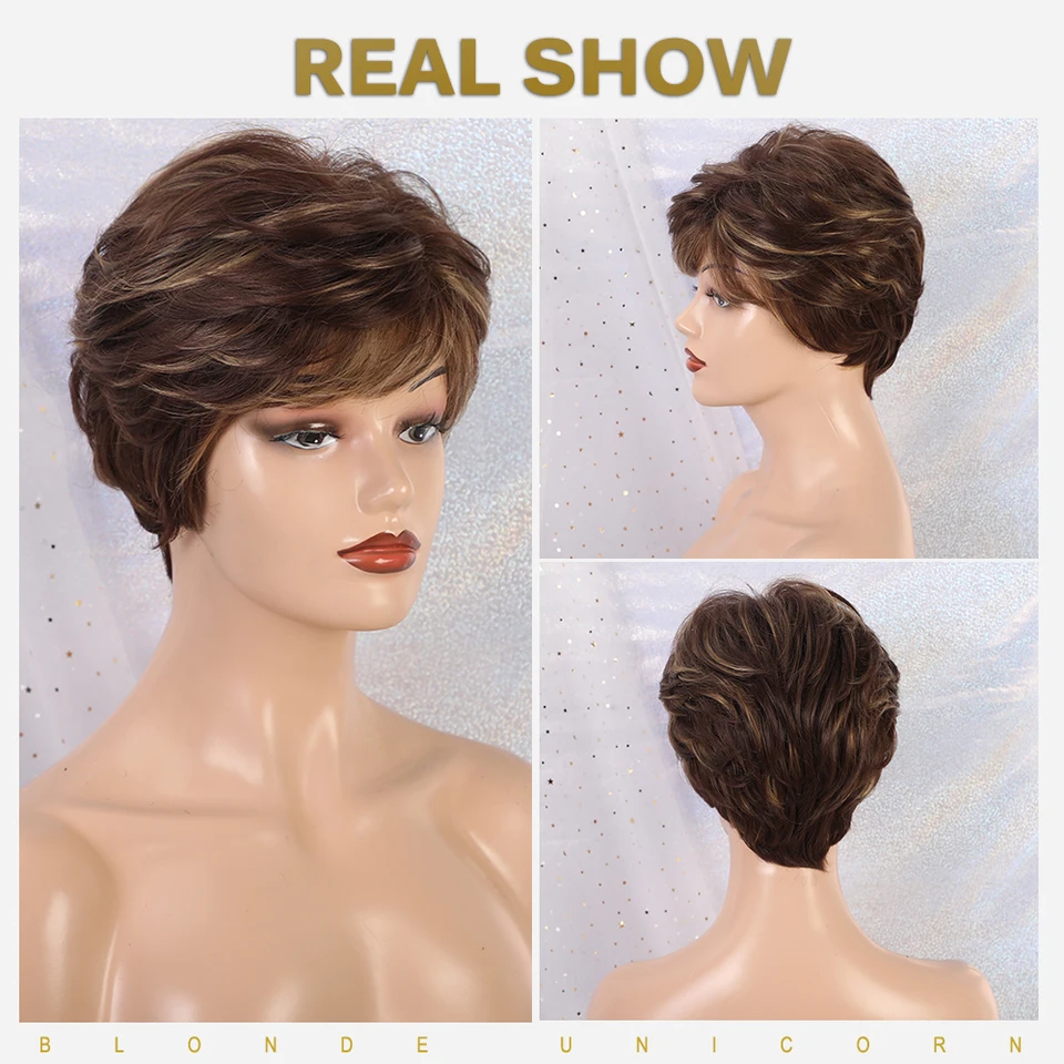 Blonde Unicorn 6 Inch Light Brown Highlights Synthetic Wigs For